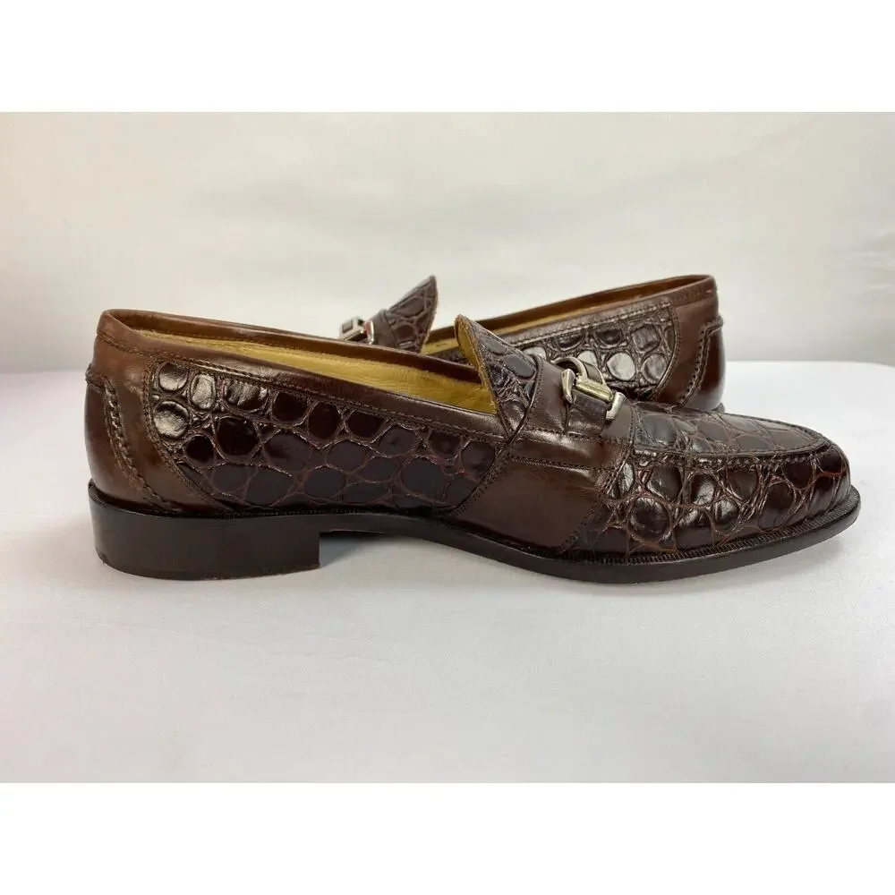 Johnston & Murphy Men’s Brown Crocodile Horsebit Loafers Size 8M
